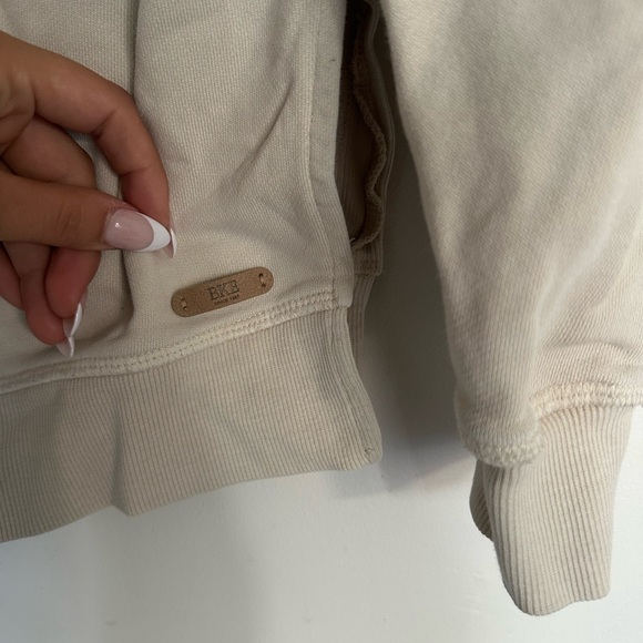 BKE Men’s Hoodie Sweatshirt Medium Beige Half-Zip Cotton - Picture 3 of 9